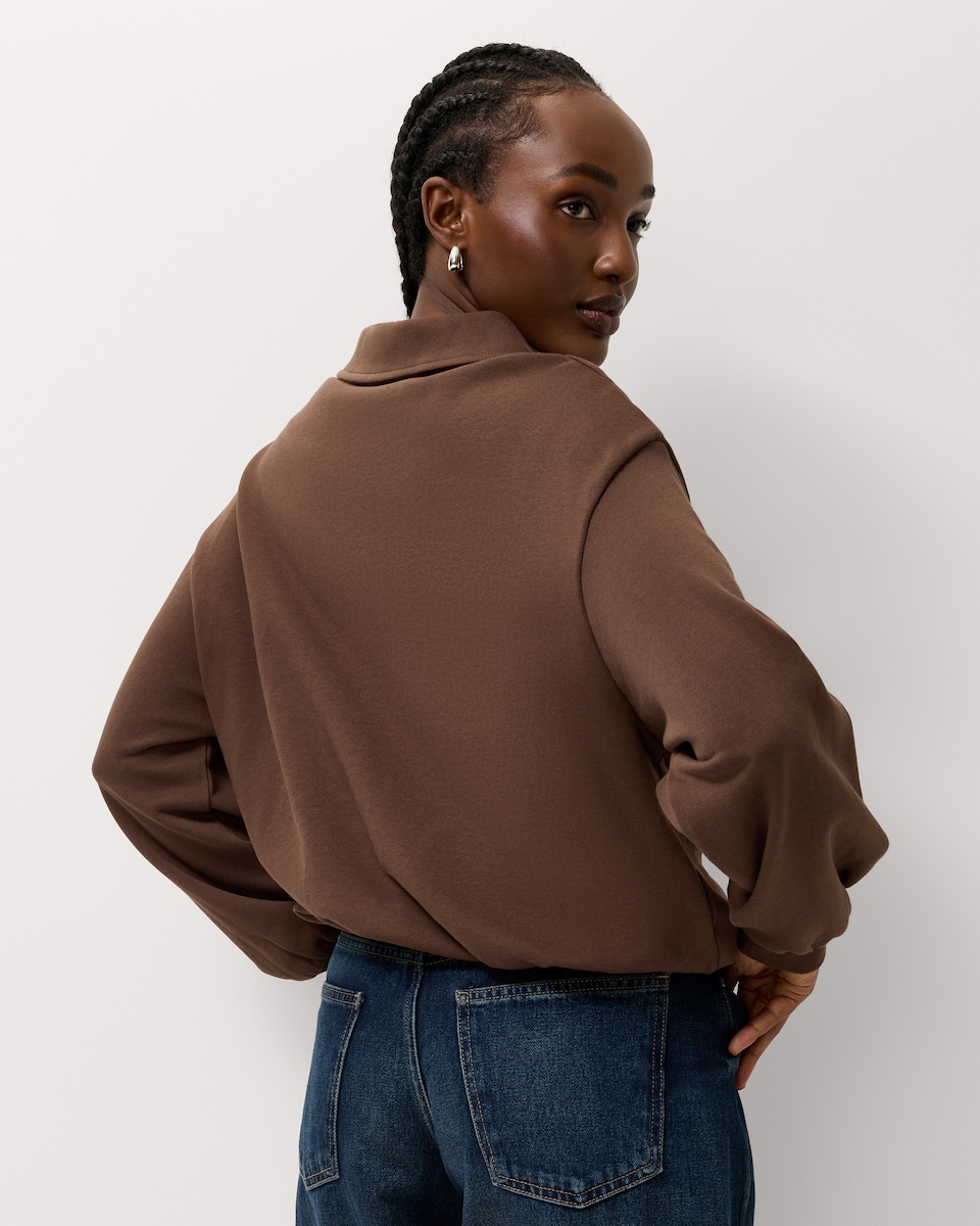 image 1 of F&F Pure Cotton Bubble Hem Sweatshirt in Brown