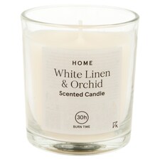 Tesco White Linen & Orchid Filled Candle