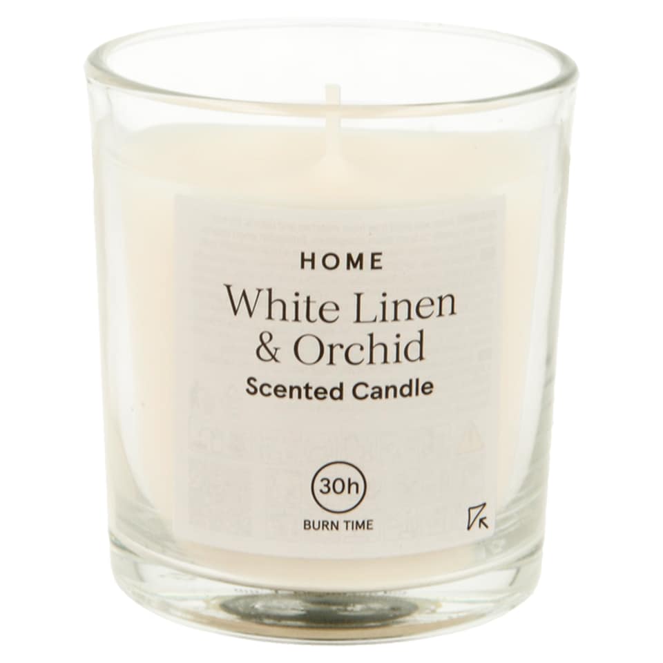 Tesco White Linen & Orchid Filled Candle
