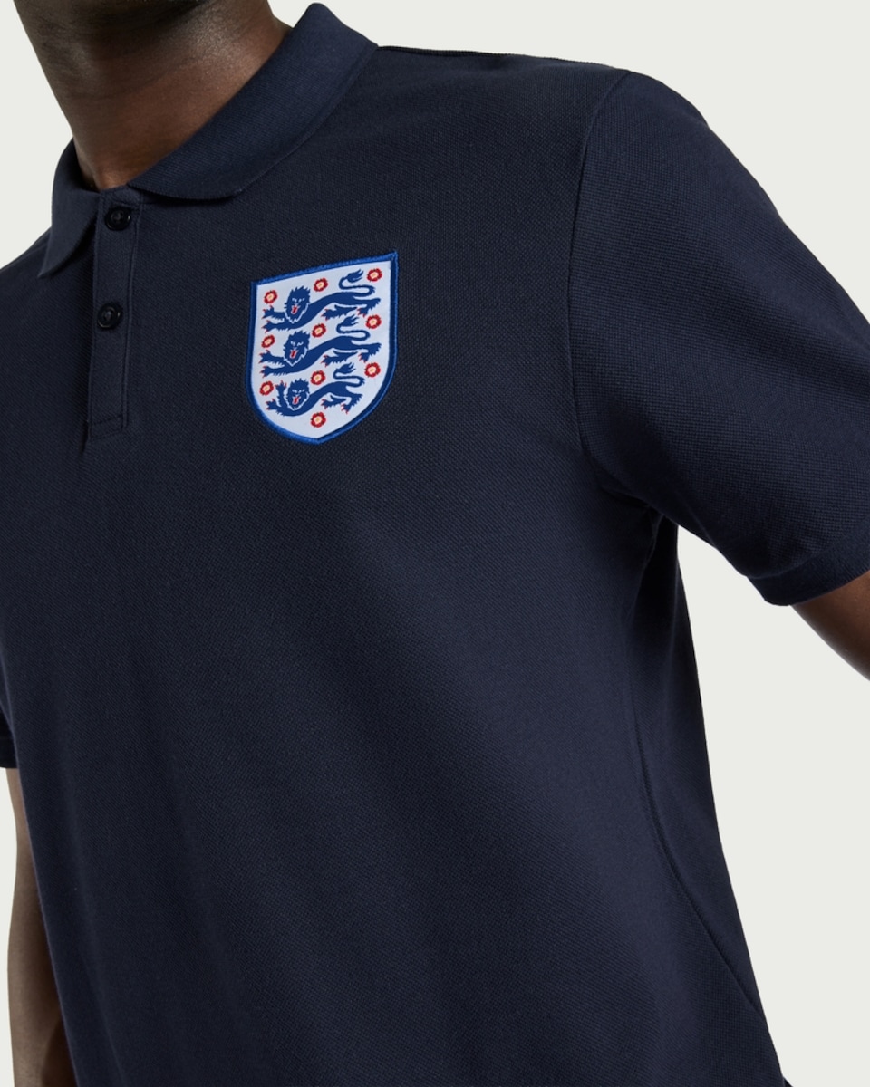 image 1 of England Cotton Rich Three Lions Crest Polo Shirt in Navy