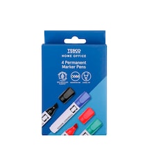 Tesco Chisel Tip Markers Asstd 4 Pack