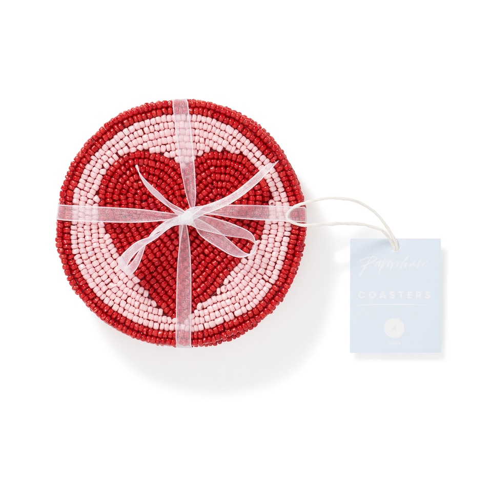 image 1 of Paperchase Valentines Beaded Coasters 4 pack