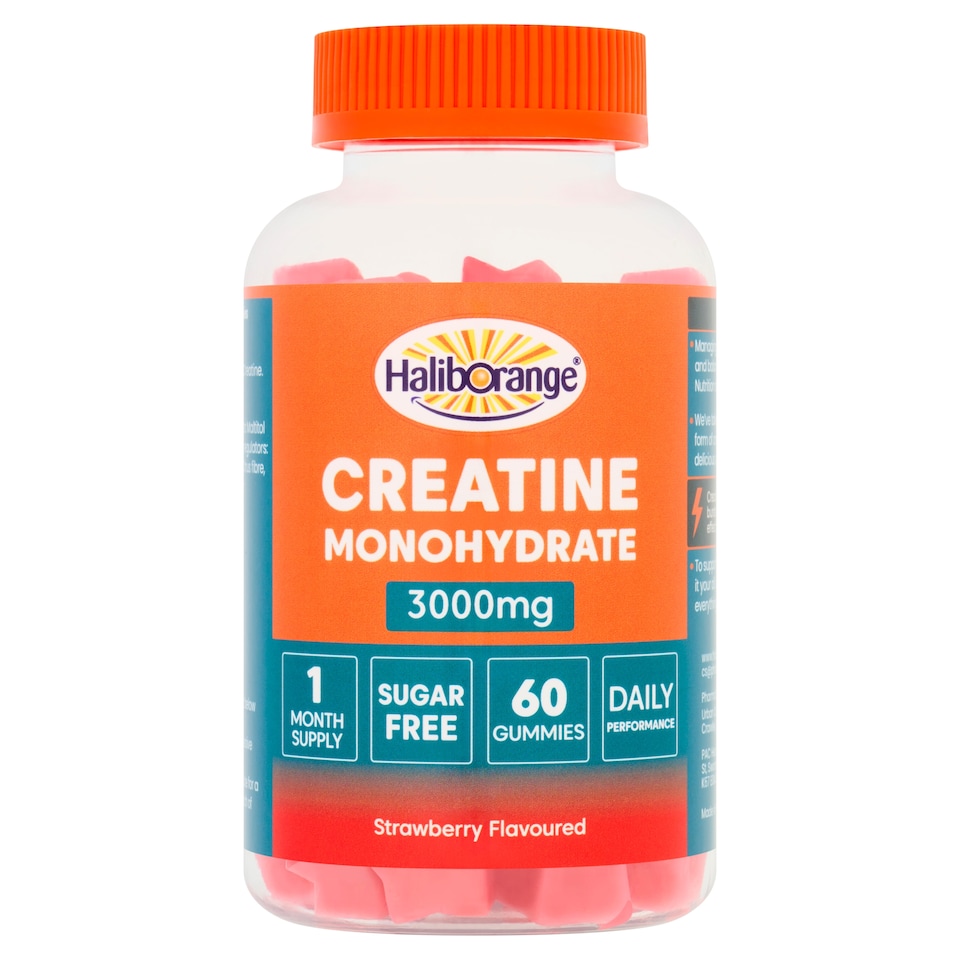 Haliborange Creatine Monohydrate Strawberry Flavor 3000mg Sugar Free 60 Gummies