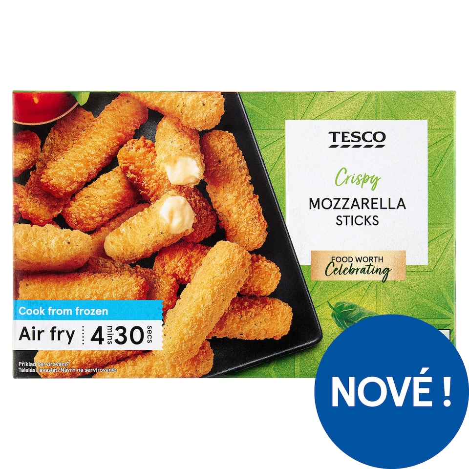 Tesco Obalovaný předmažený sýrový výrobek s mozzarellou 200g