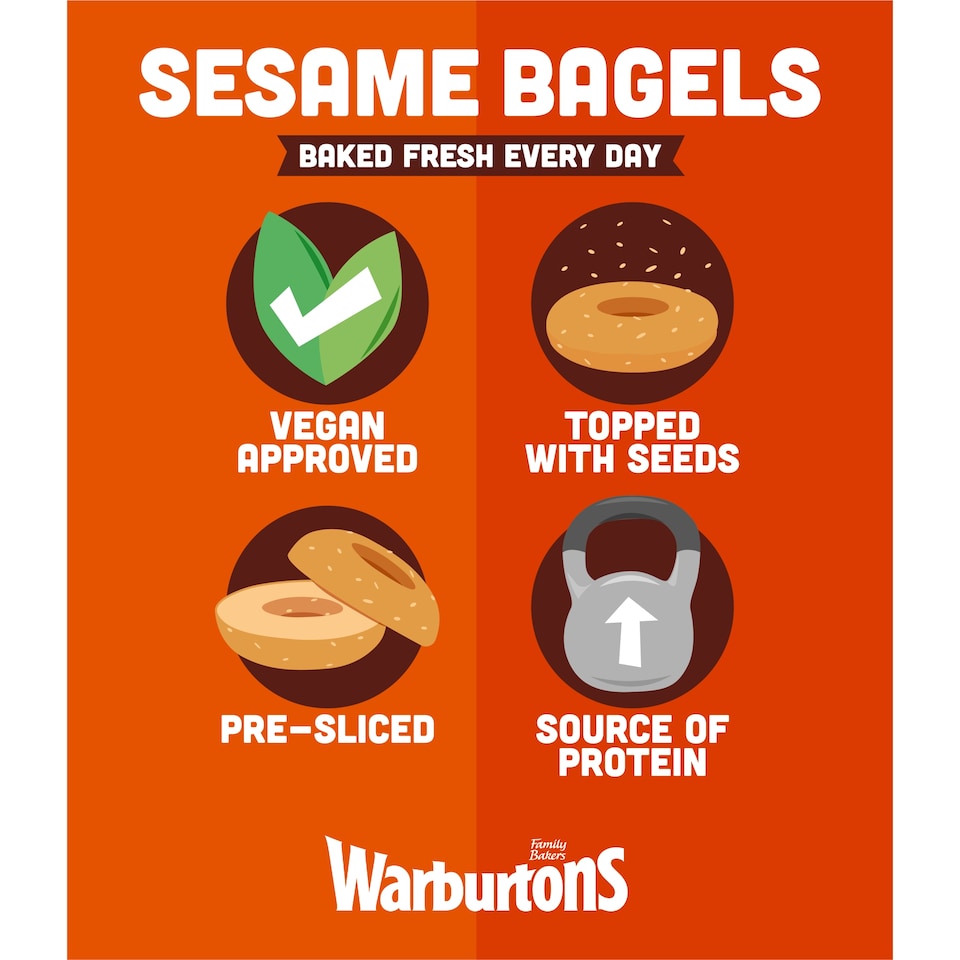 image 1 of Warburtons Soft & Sliced Sesame Bagels 5 Pack