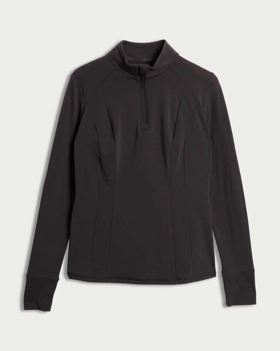 image 1 of F&F Active Half Zip Thermal Top in Black