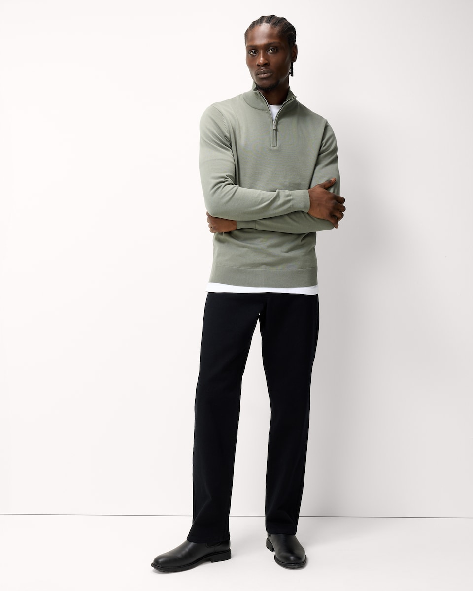 image 1 of F&F Pure Cotton Half Zip Jumper in Green