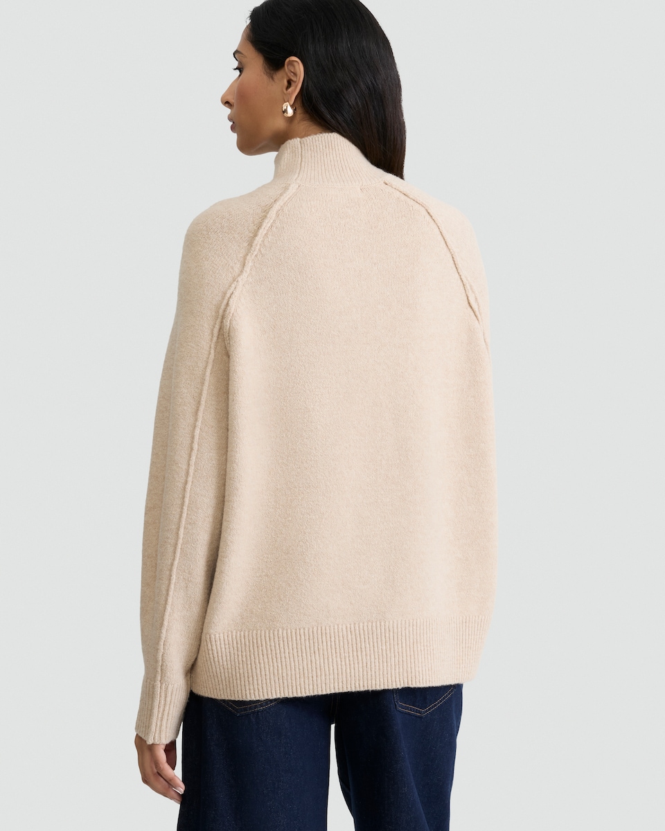 image 1 of F&F Knitted High Neck Jumper with Wool in Neutral