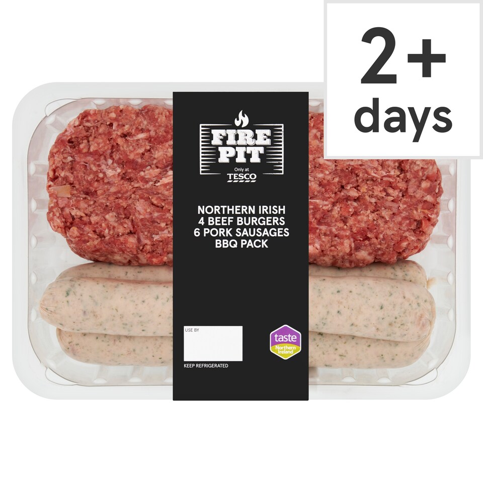 Tesco Fire Pit Northern Ireland Burgers & Sausages Bbq Pack 795G