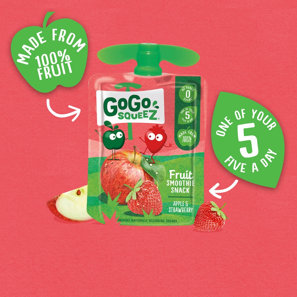 image 1 of Gogo Squeez Fruit Snack Apple Strawberry 4X90g