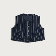 F&F Linen Rich Stripe Co-ord Waistcoat in Navy