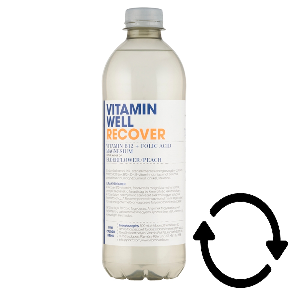 Vitamin Well Recover bodza-őszibarack ízű szénsavmentes energiaszegény üdítőital 500 ml