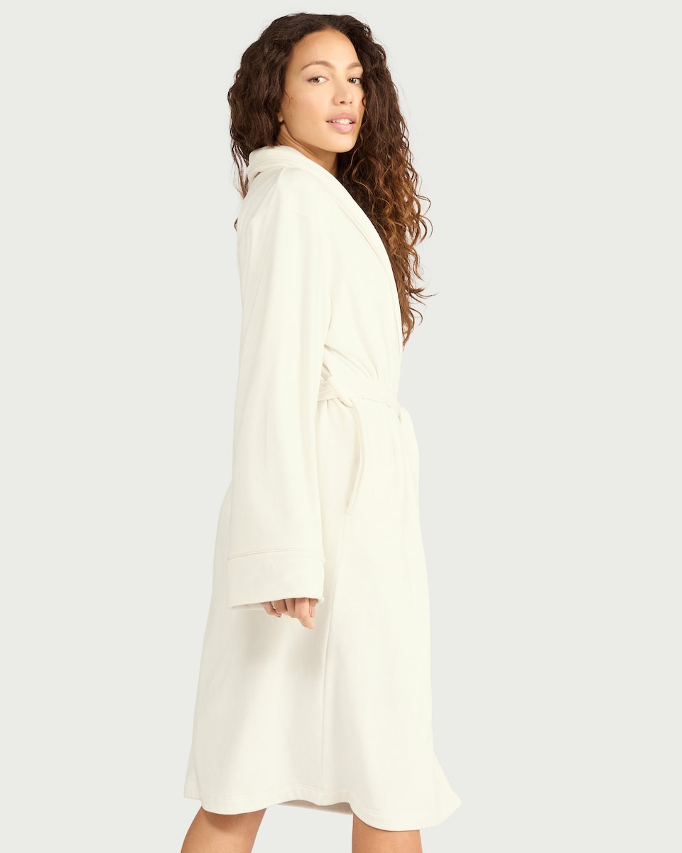 image 1 of F&F Fleece Belted Dressing Gown in Cream