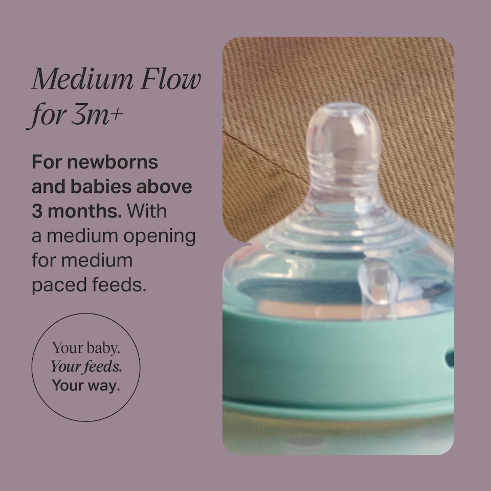 image 1 of Tommee Tippee Natural Start Baby Bottle Teats Medium Flow 3m+ 2 Pack