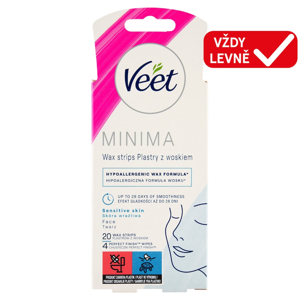 Veet Minima Wax Face Strips for Sensitive Skin 20 pcs