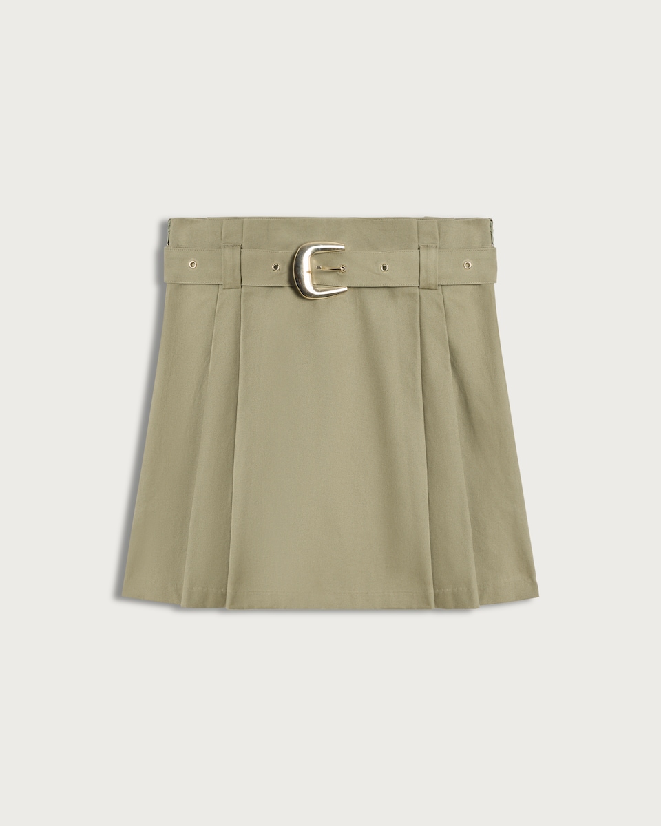F&F Pleated Belted Mini Skirt in Mink