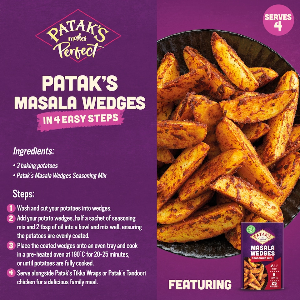 image 1 of Patak's Masala Wedges Seasoning Mix 25g.