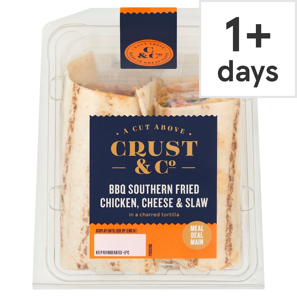 Crust & Co BBQ Southern Fried Chicken, Cheese & Slaw Wrap 208g  