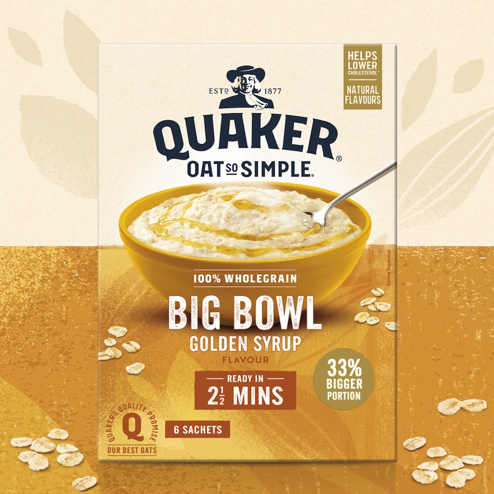 image 1 of Quaker Big Bowl Golden Syrup Porridge Sachets 6x49.6g
