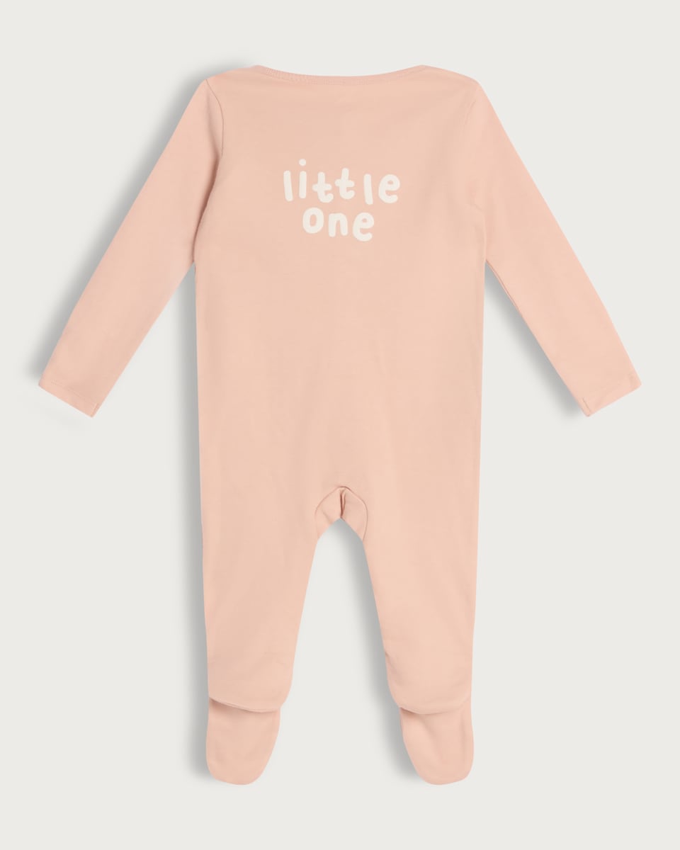 image 1 of F&F Baby 3-Pack Pure Cotton Slogan Long Sleeved Sleepsuits in Neutral/Natural