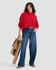 image 1 of F&F Cable Knit Roll Neck Batwing Jumper with Wool in Red