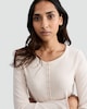 image 1 of F&F Ribbed Button Front Loungewear Cardigan in Stone