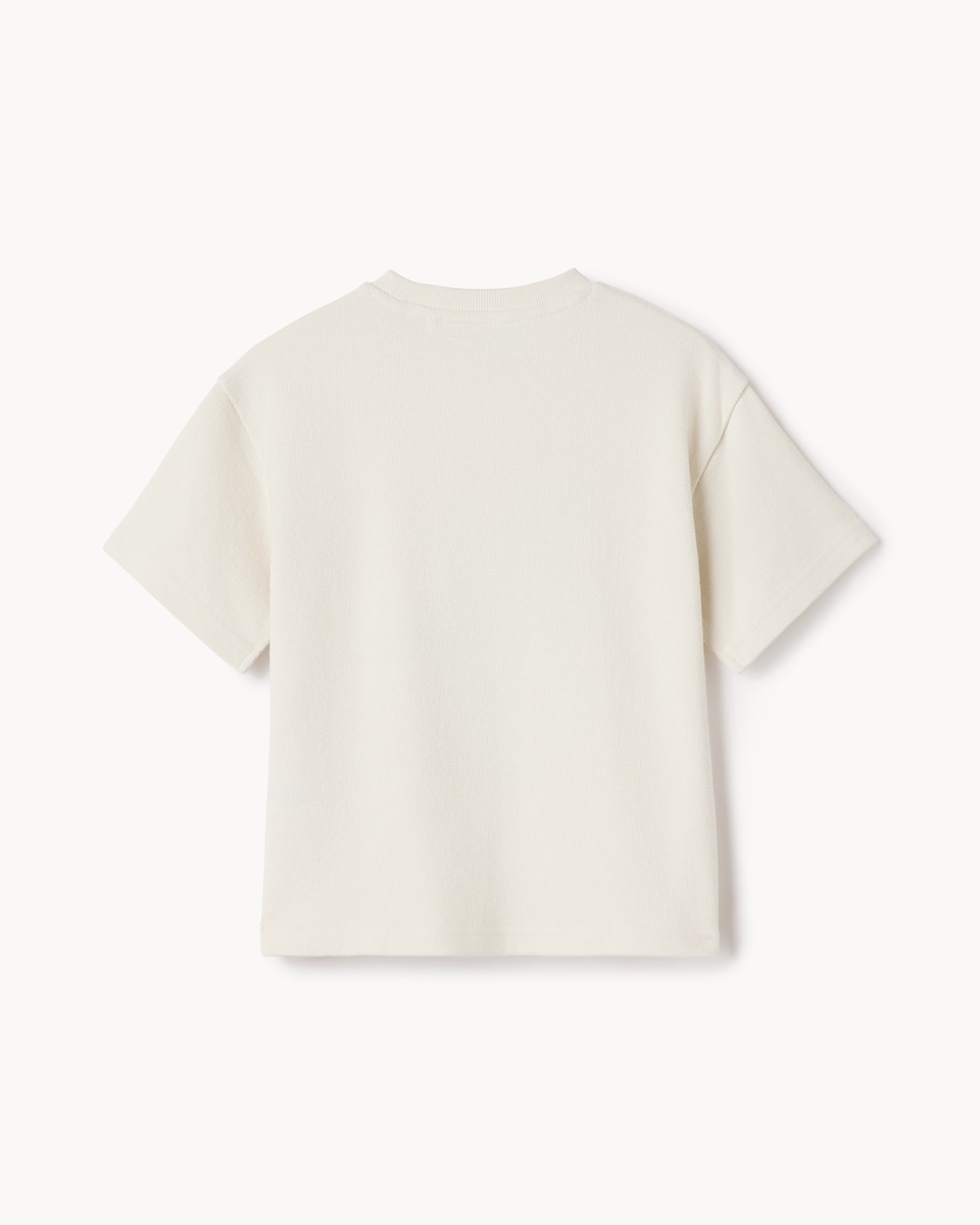image 1 of F&F Boys Pure Cotton Bear T-Shirt in Cream