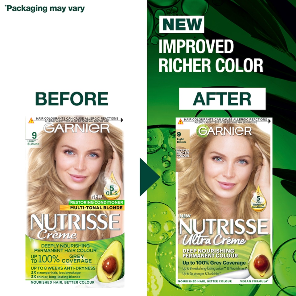 image 1 of Garnier Nutrisse Creme Permanent Hair Colour - 9 Light Blonde