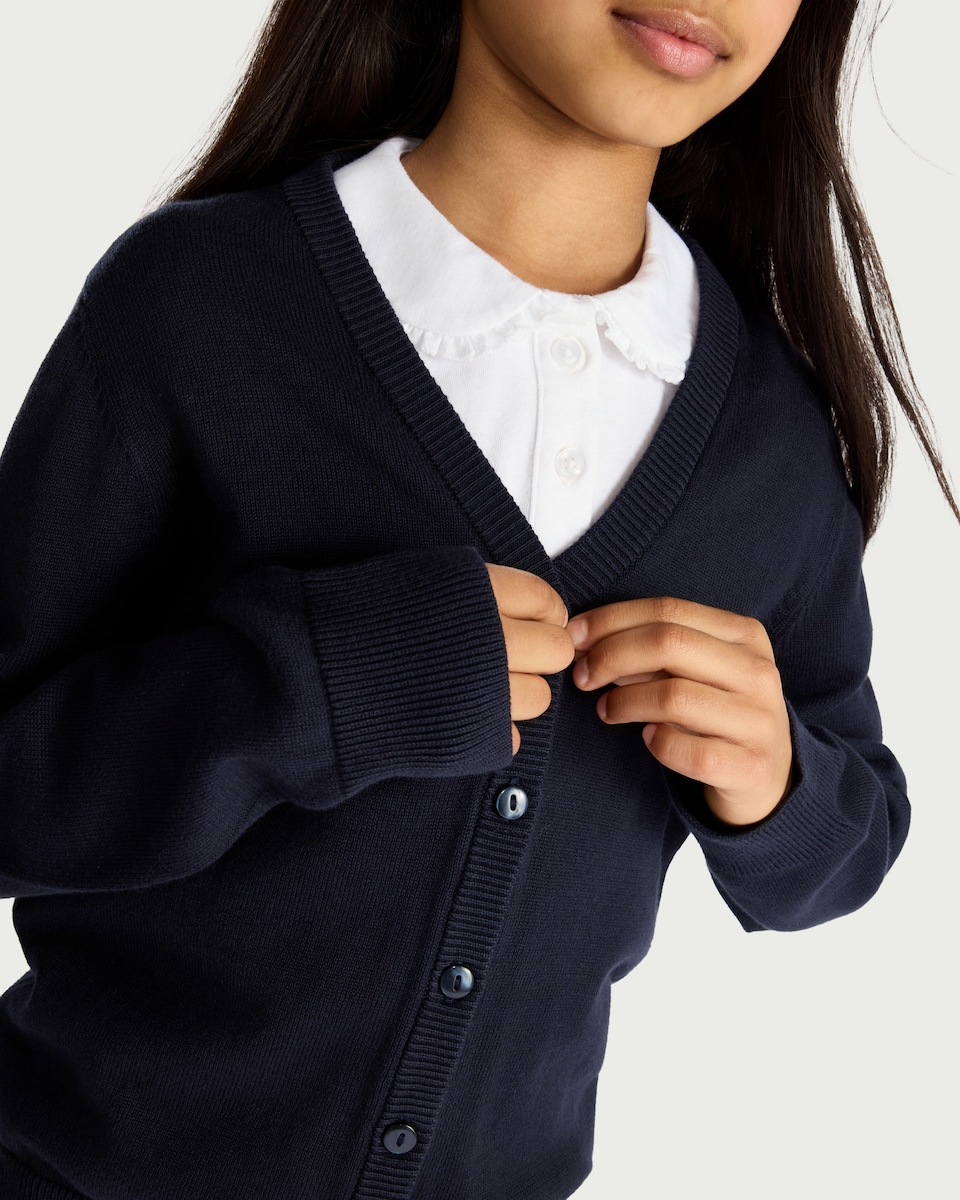 image 1 of F&F School Unisex 2-Pack Pure Cotton Knitted Cardigans in Navy