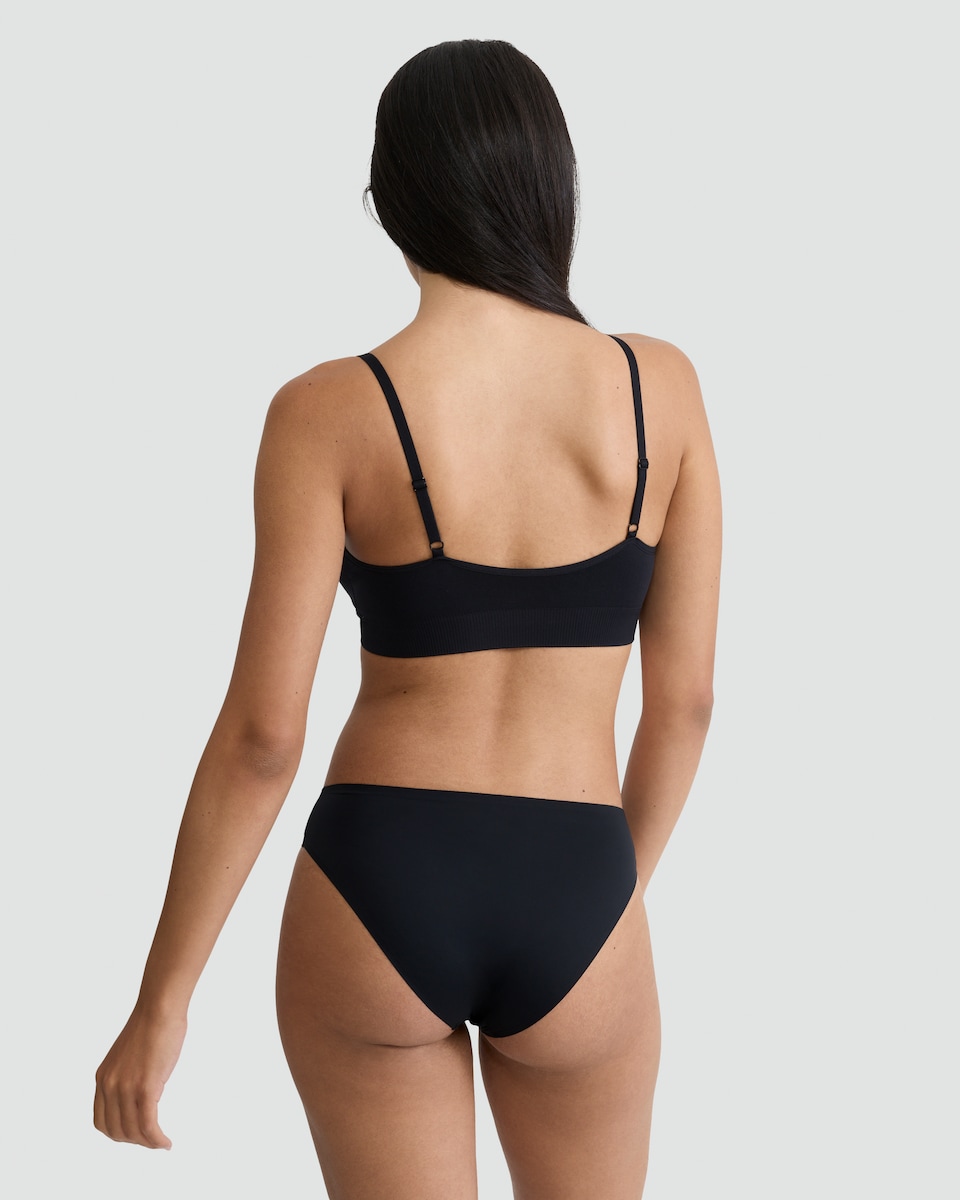 image 1 of F&F 3-Pack No VPL High Leg Bikini Briefs in Black