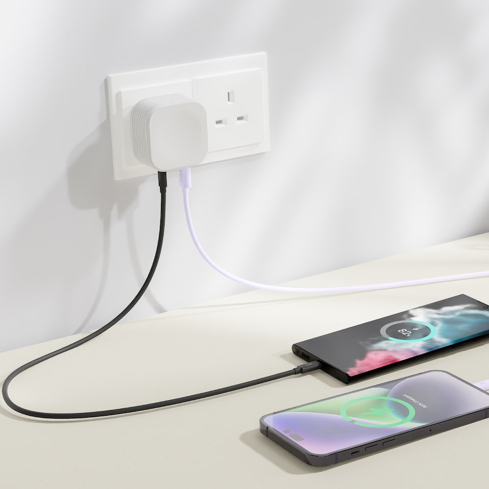 image 1 of Juice 30W Dual Port USB C and USB A Mains Home Phone Charger Plug White