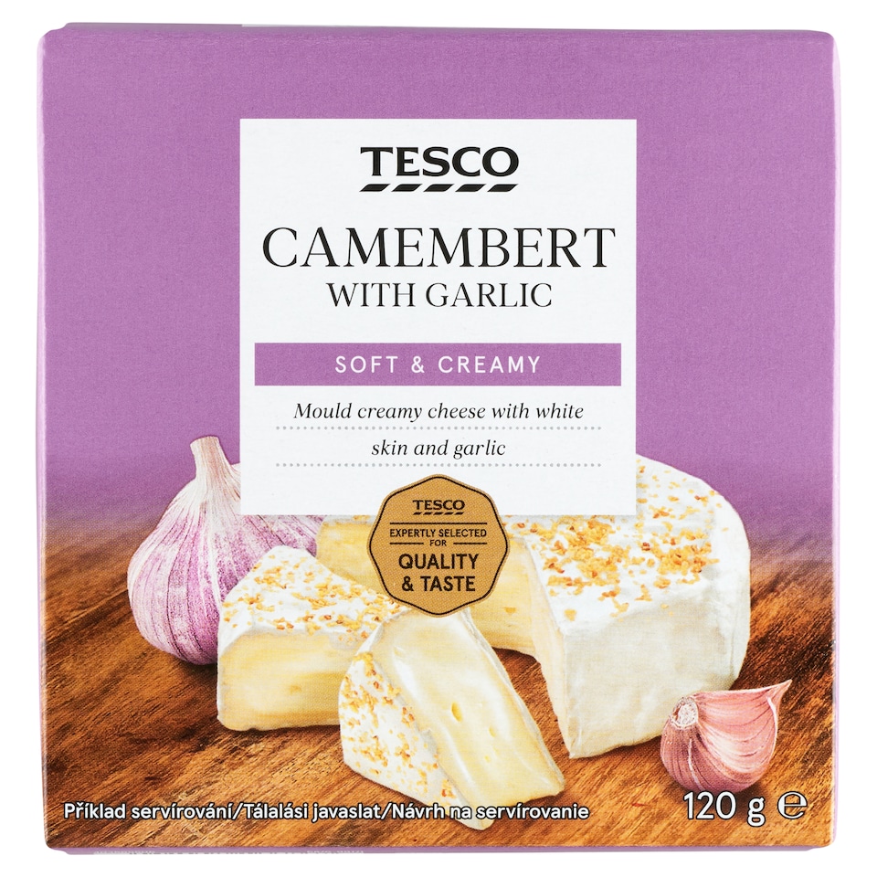 Tesco fehér nemespenésszel érő lágy, zsíros sajt fokhagymával 120 g 