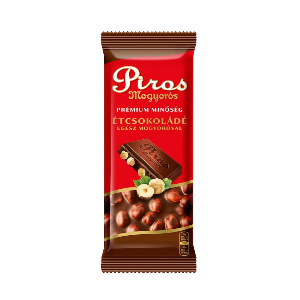 Piros Mogyorós Dark Chocolate with Whole Hazelnuts 70 g