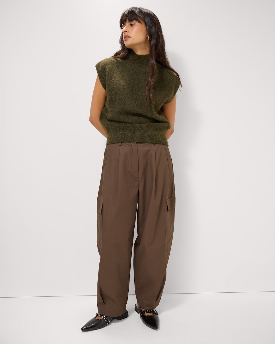 image 1 of F&F High Neck Knitted Vest in Olive