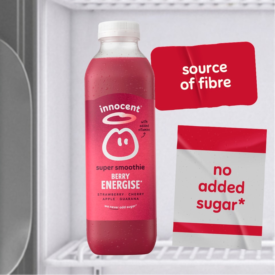 image 1 of Innocent Super Smoothie Energise, Strawberry & Cherry 750ml