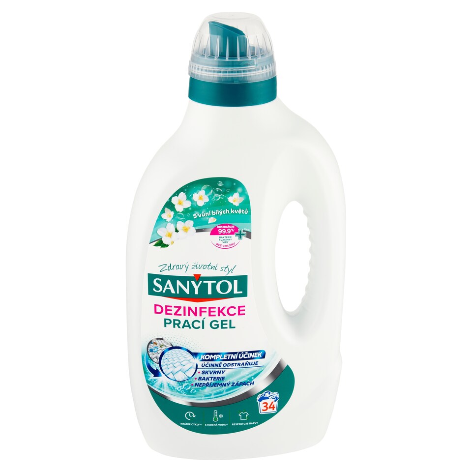 obrázok 1 z Sanytol Dezinfekcia prací gél clean s vôňou bielych kvetov 34 praní 1,70 l