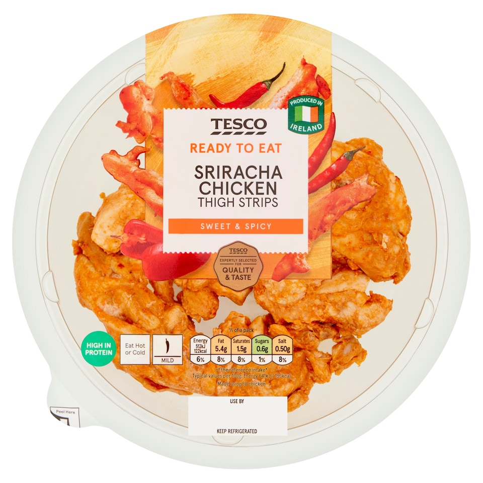 Tesco Sriracha Chicken Thigh Strips 160g