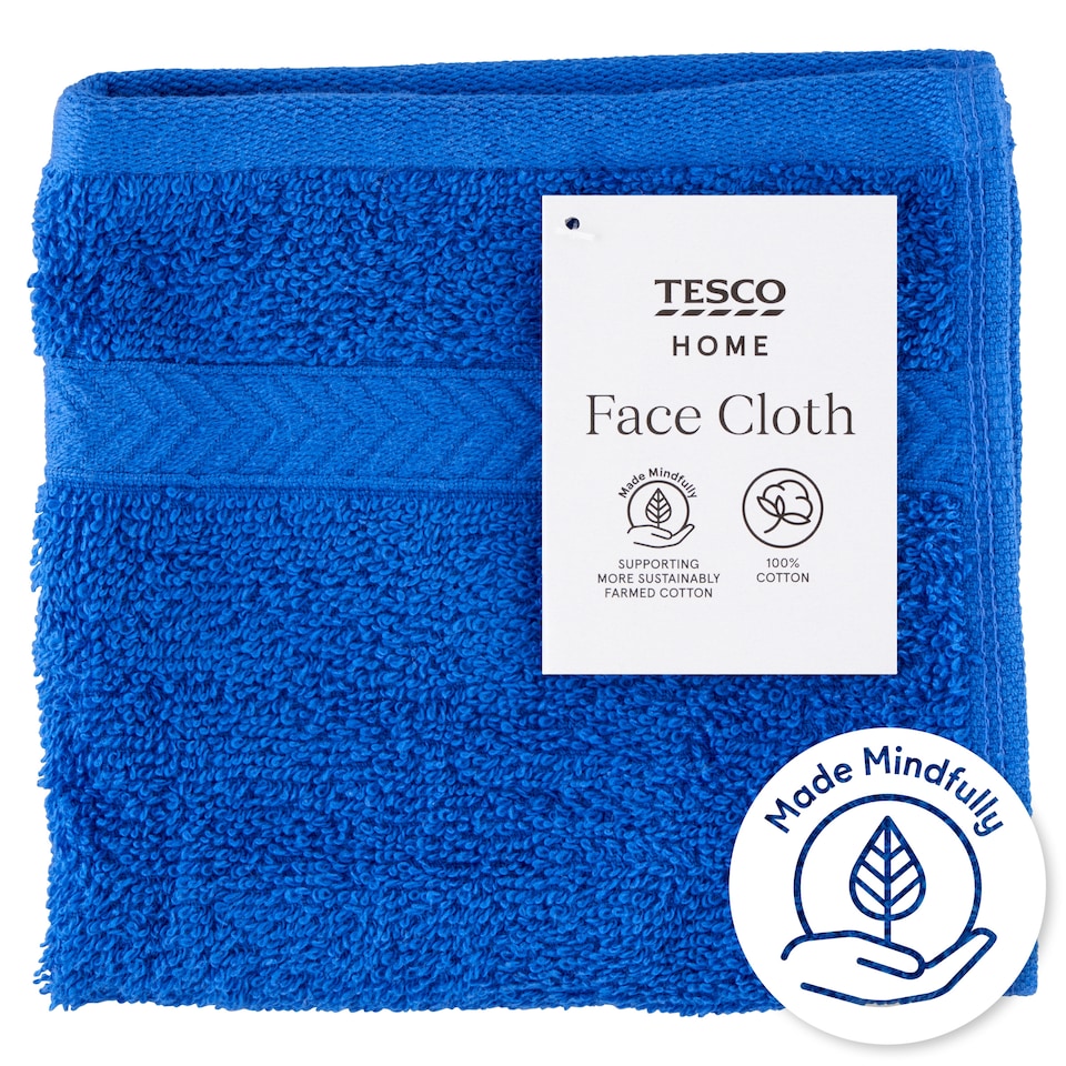 Tesco Home Sailor Blue Color Face Cloth 30 cm x 30 cm