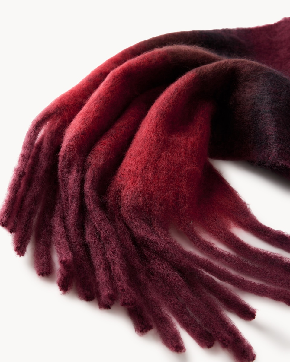 image 1 of F&F Checked Fringed Scarf in Red