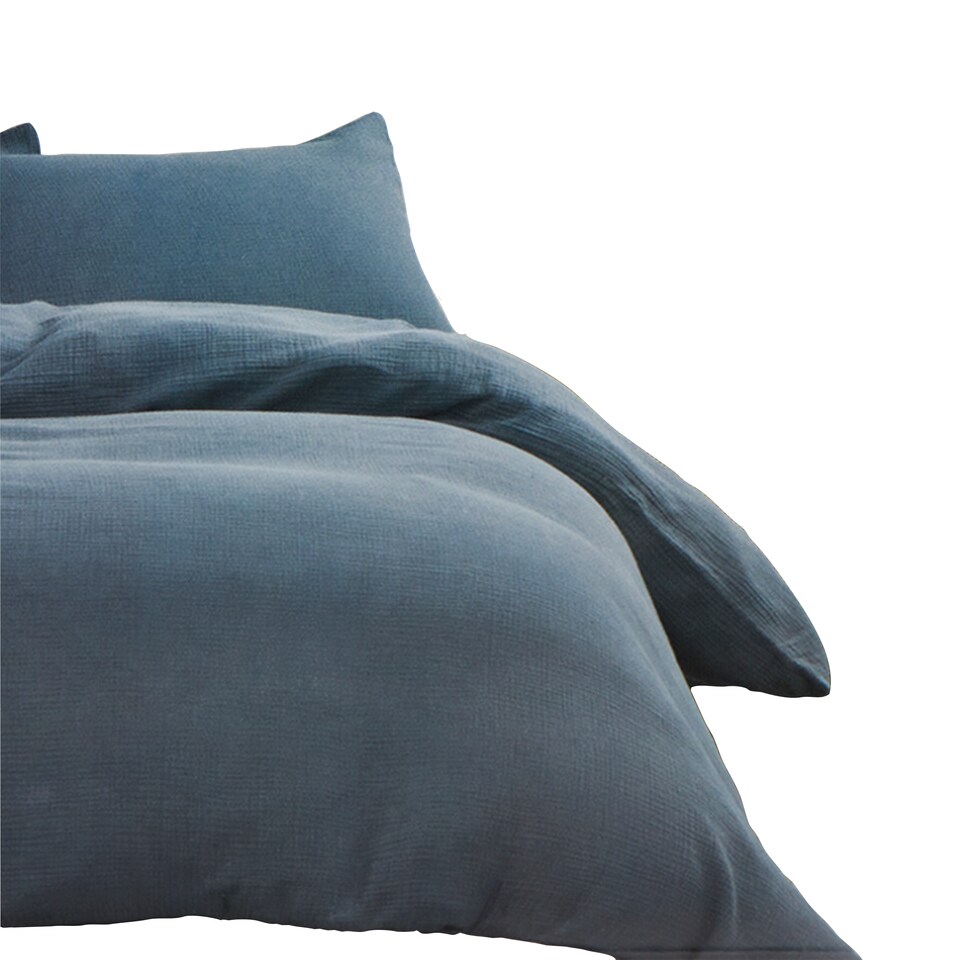 image 1 of Fox & Ivy Muslin Blue Duvet Set Single 140 x 200 cm