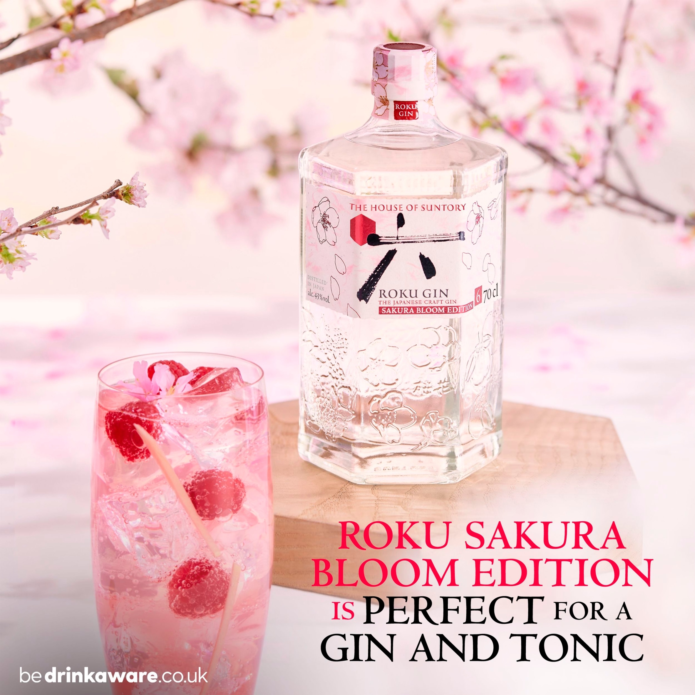 ROKU Japanese Craft Gin Sakura Bloom Edition 70cl - Tesco Groceries