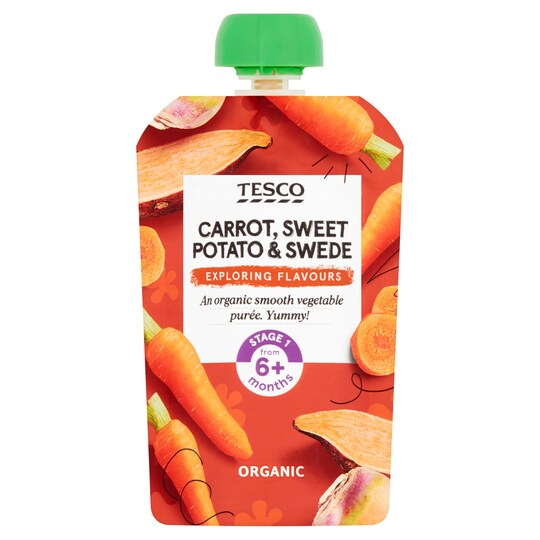 Tesco Carrot Sweet Potato Swede Pouch 100G Tesco Groceries
