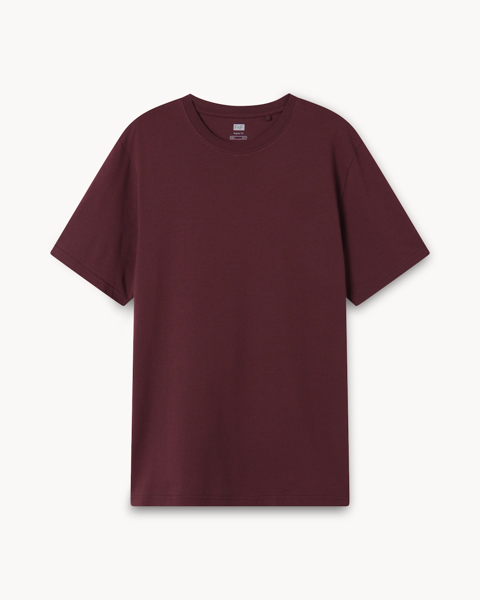 image 1 of F&F Pure Cotton T-Shirt in Burgundy