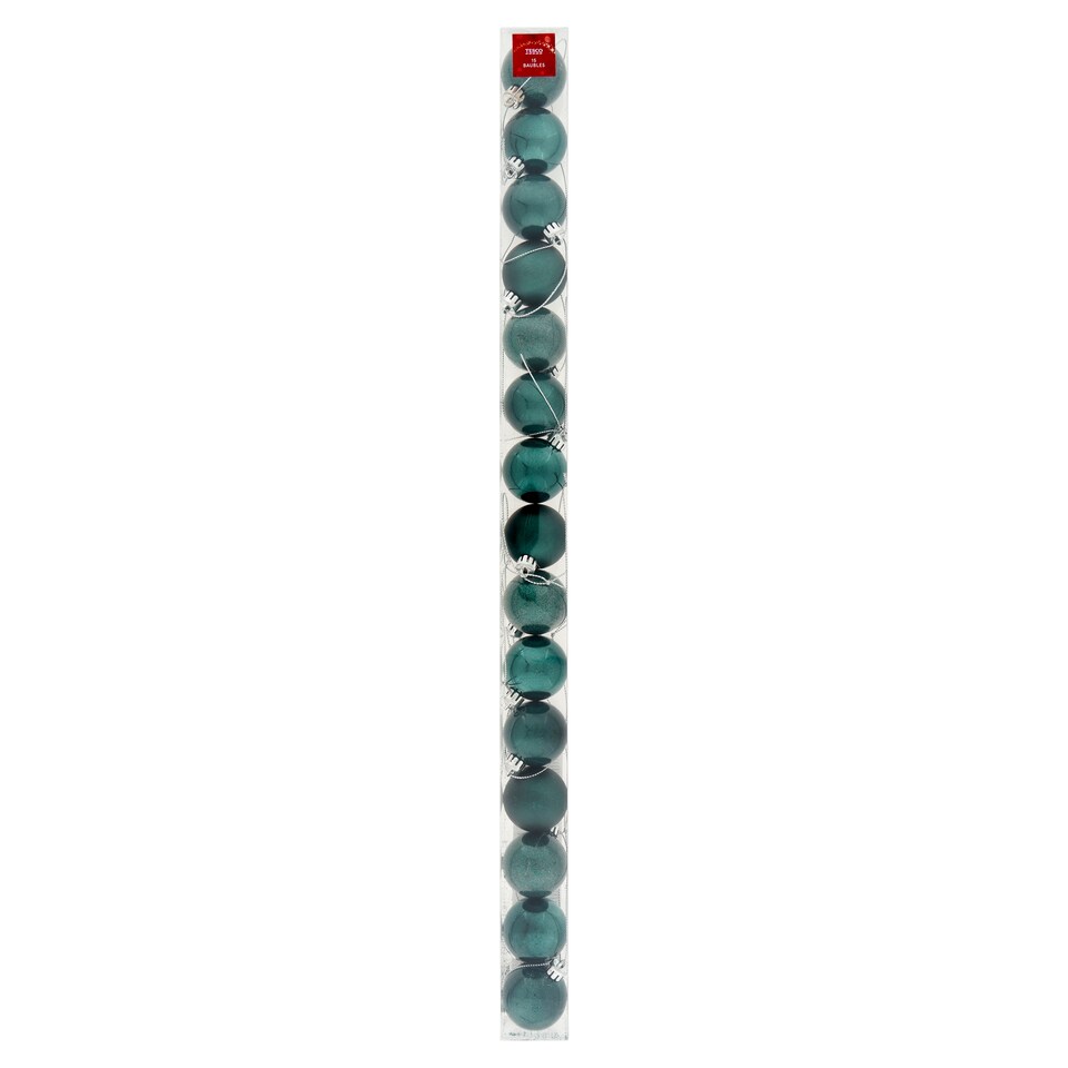 Tesco Teal Baubles 4 cm 15 pcs