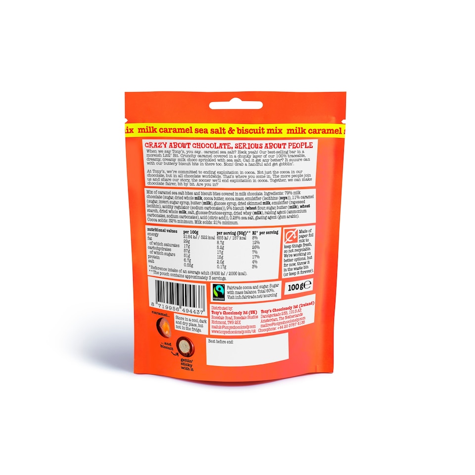 image 1 of Tony's Chocolonely Caramel Sea Salt & Biscuit Mix 100G