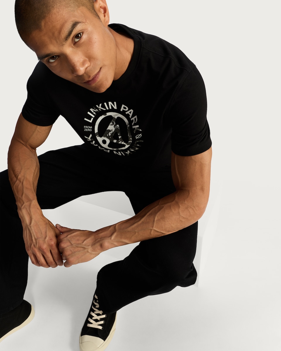 image 1 of Linkin Park Pure Cotton Slogan T-Shirt in Black