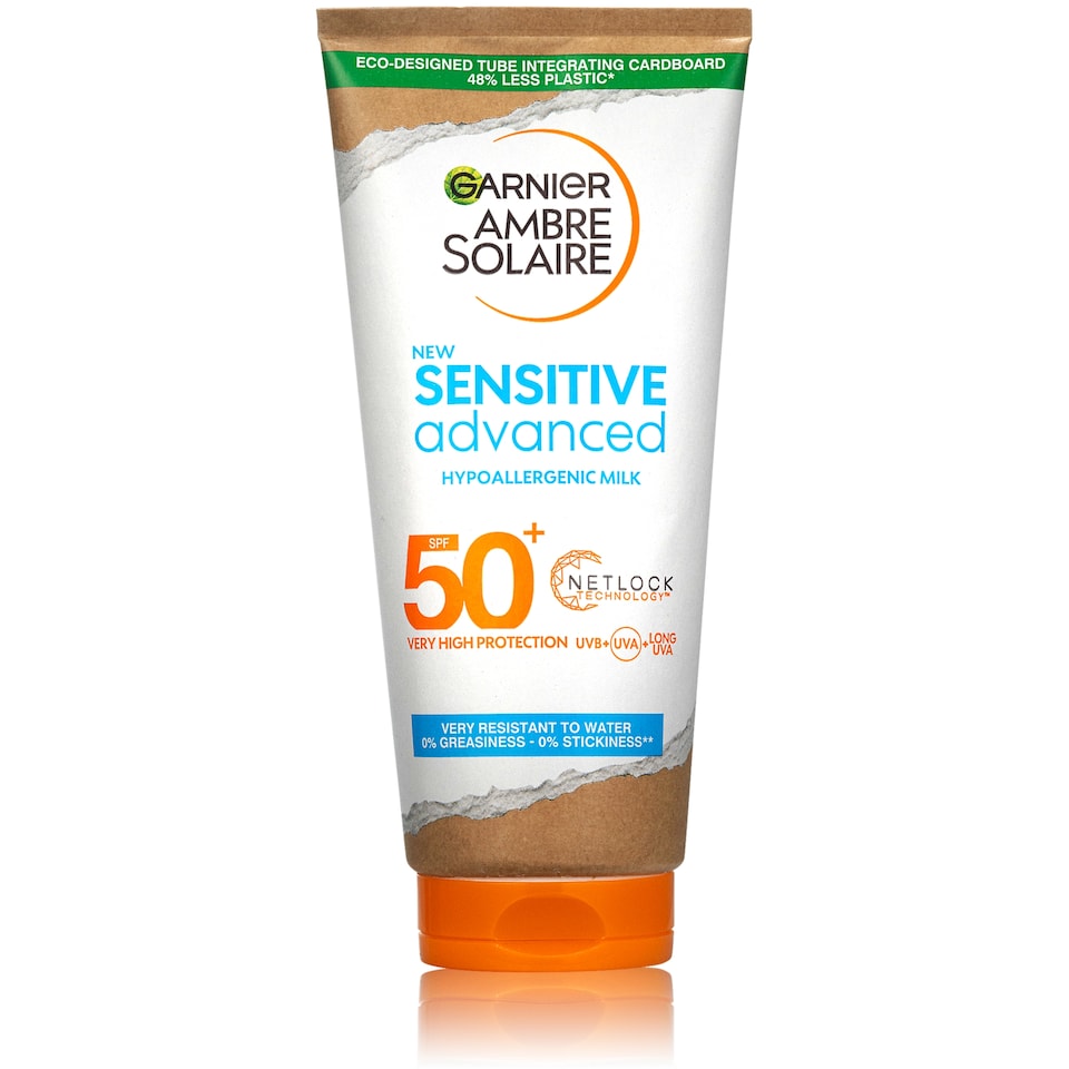 Garnier Ambre Solaire Sensitive Advanced opalovací mléko, velmi vysoká ochrana, světlá citlivá pokož