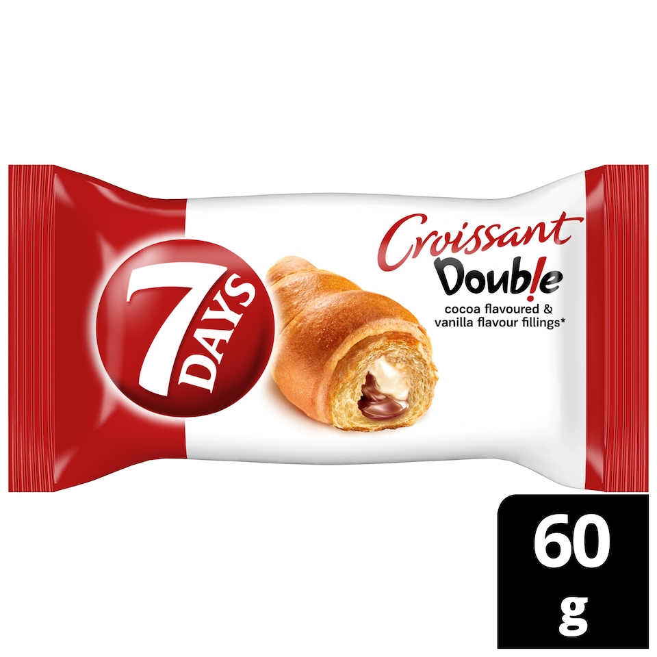 7 Days Double Croissant - Cocoa & Vanilla Flavour Fillings 60g