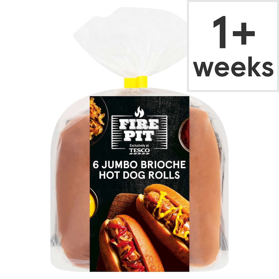 Tesco Fire Pit 6 Jumbo Brioche Hot Dog Rolls