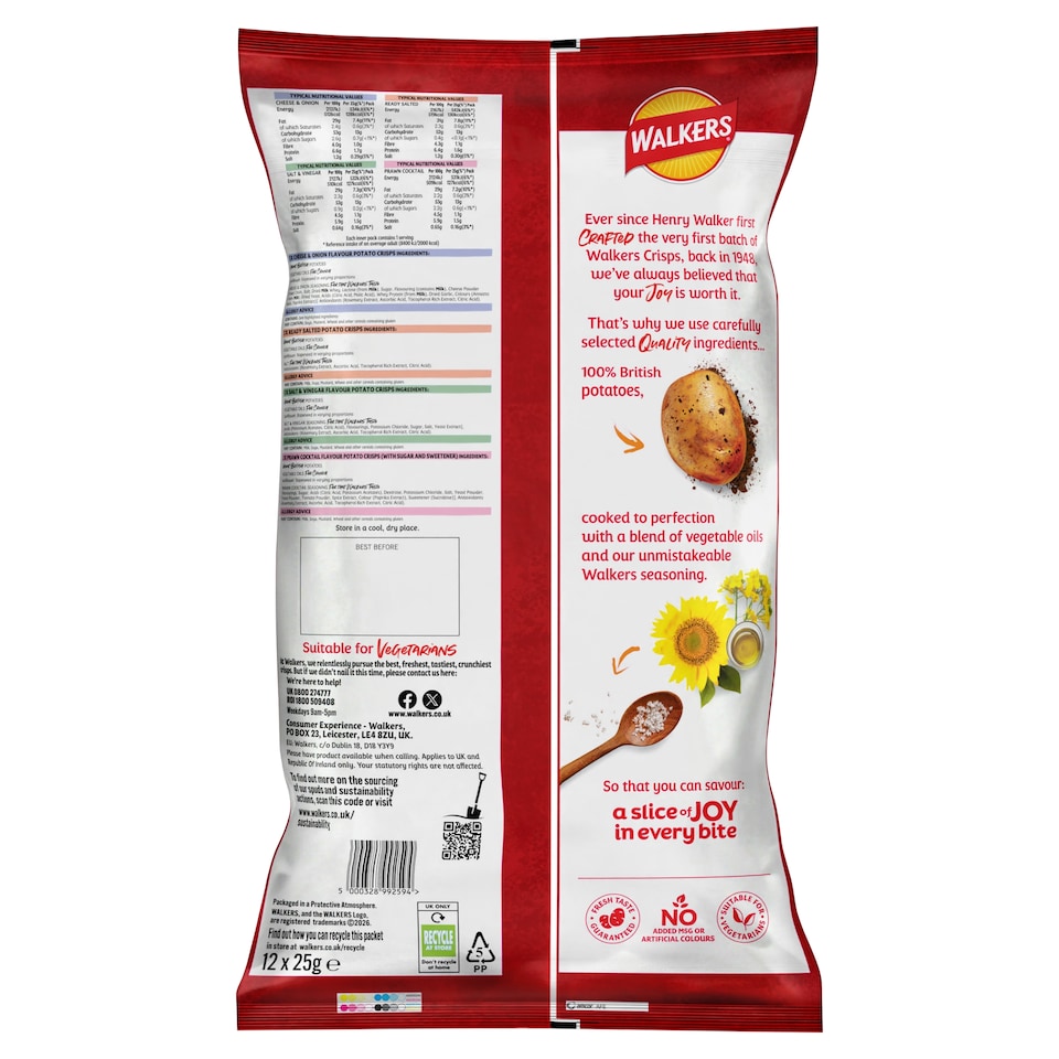 image 1 of Walkers Classic Variety Multipack Crisps 12x25g